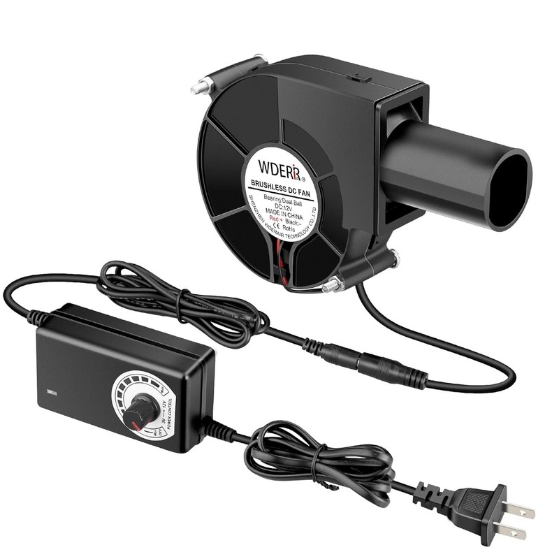 97mm x 33mm 12V/AC Variable Speed Centrifugal Fan for BBQ, Fireplaces, Camping gallery