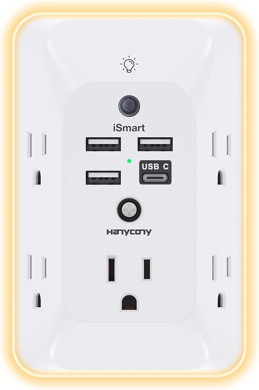 Outlet Extender with Night Light, Multi Plug Outlet, USB Wall Charger Surge Prot gallery