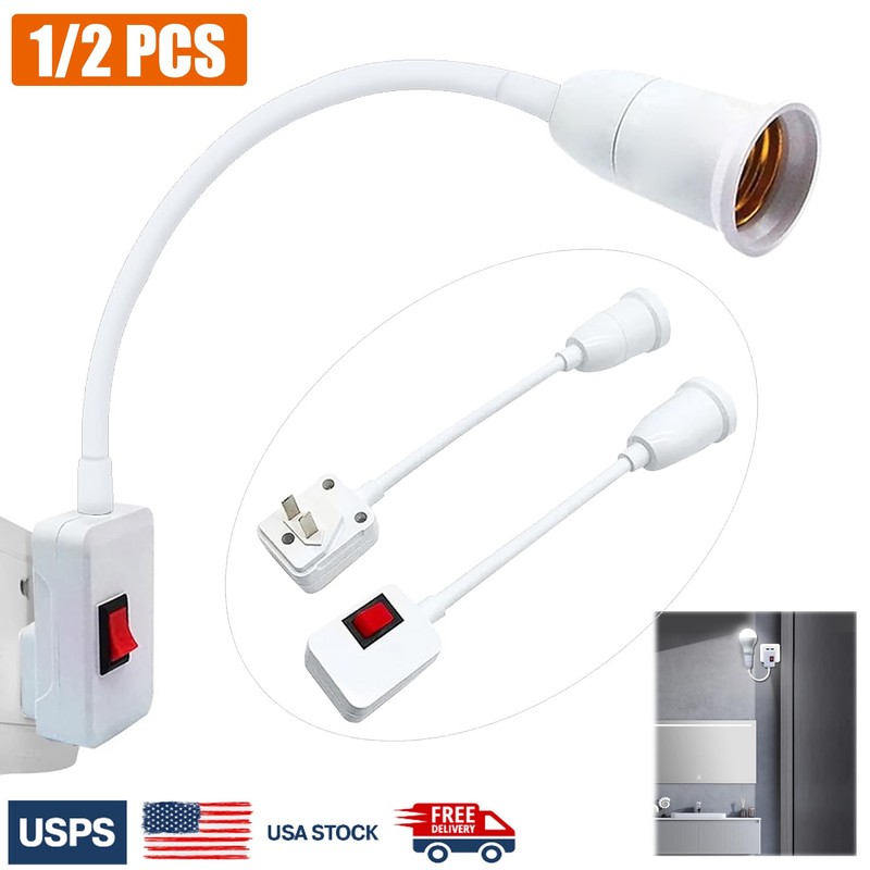 3× Flexible E26 E27 LED Light Bulb Lamp Holder Extension Plug in Adapter Socket gallery