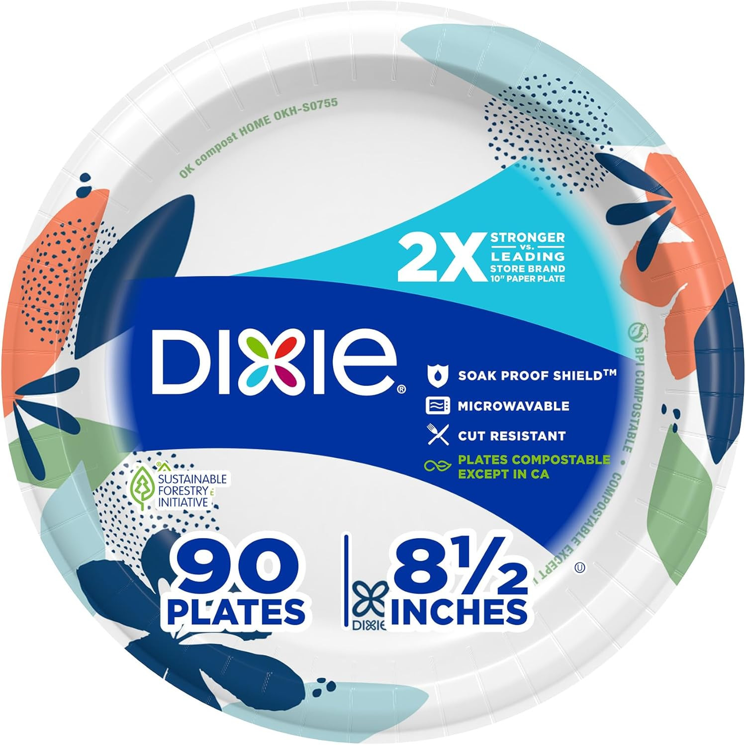 90 Count 8.5 Inch Heavy Duty Disposable Paper Plates Microwave Safe Soak Proof P gallery