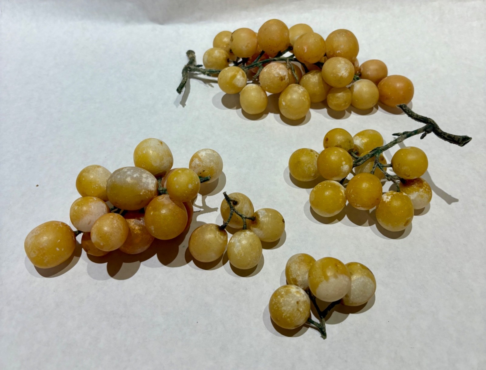 VINTAGE ALABASTER Stone Yellow Grapes clusters lot as shown gallery