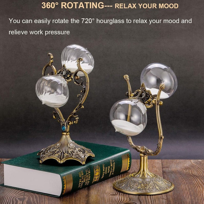 Hourglass Timer Sand Clock 60 Minutes, 360° Rotating Large 60 Min, White gallery