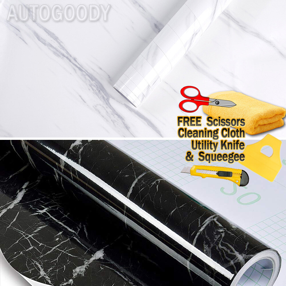 Gloss Marble Granite Wallpaper Vinyl Wrap Film Home White Black Pink Grain Stone gallery