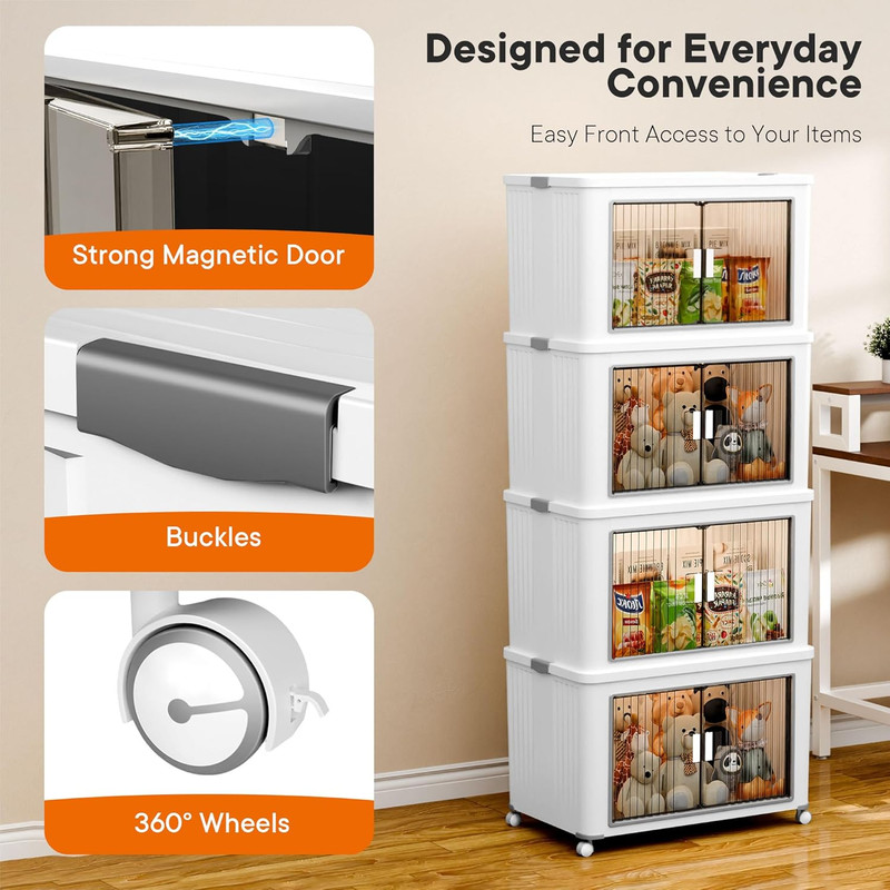 Stackable Storage Bins with Individual Lids and Front Doors, Modular Organizer w gallery
