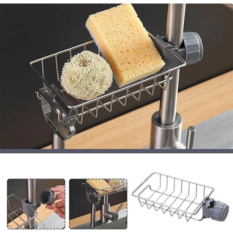Kitchen Sink Drain Rack Sponge Holder Faucet Organizer Soap Towel Shelf Rack gallery