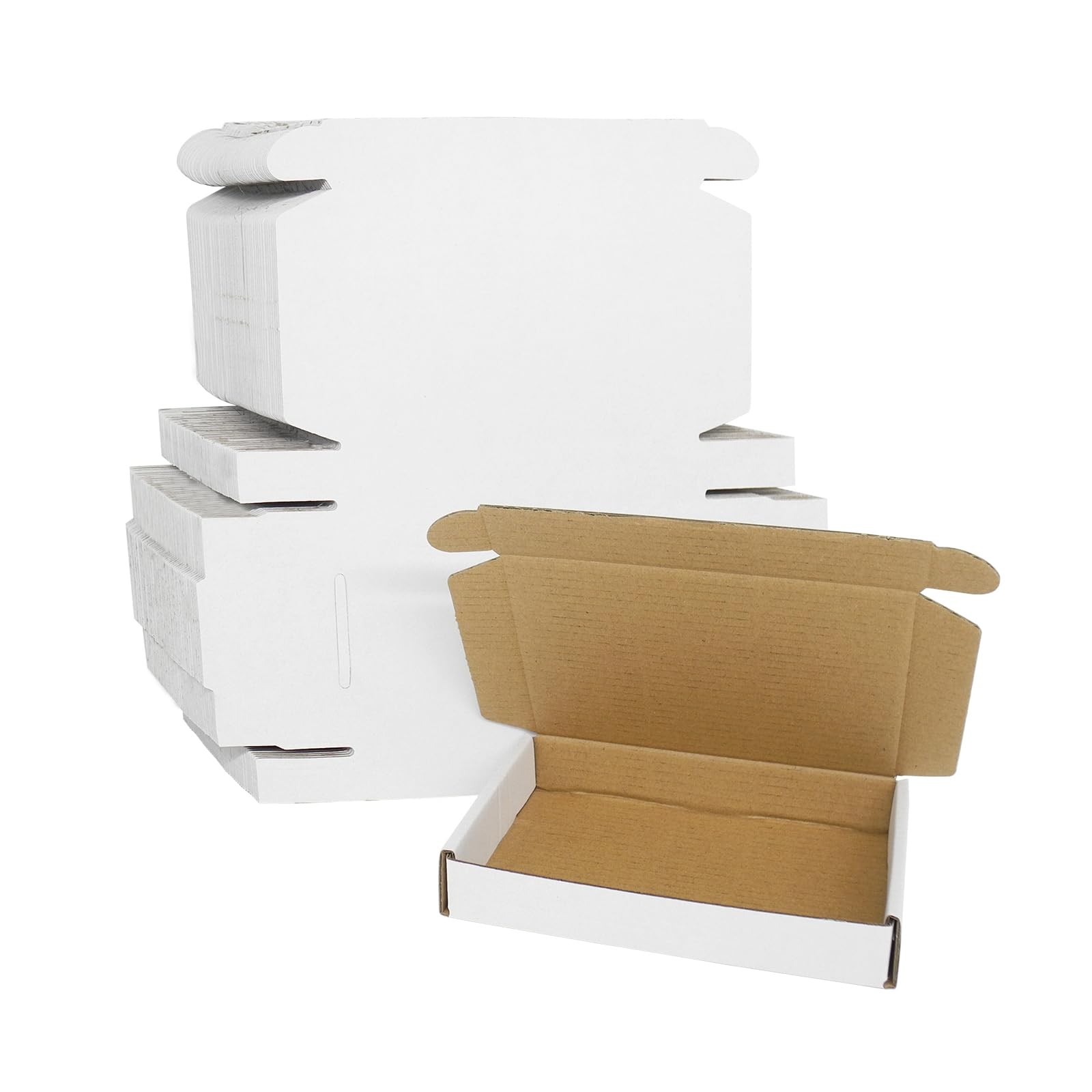 6x4x1 Shipping Mailer Boxes 50pk - Small White Flat Corrugated Cardboard gallery