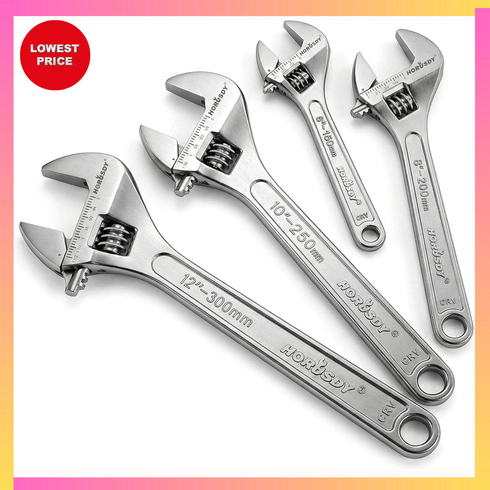 4-Piece Adjustable Wrench Set CR-V Steel 6in 8in 10in 12in Hand Tools gallery