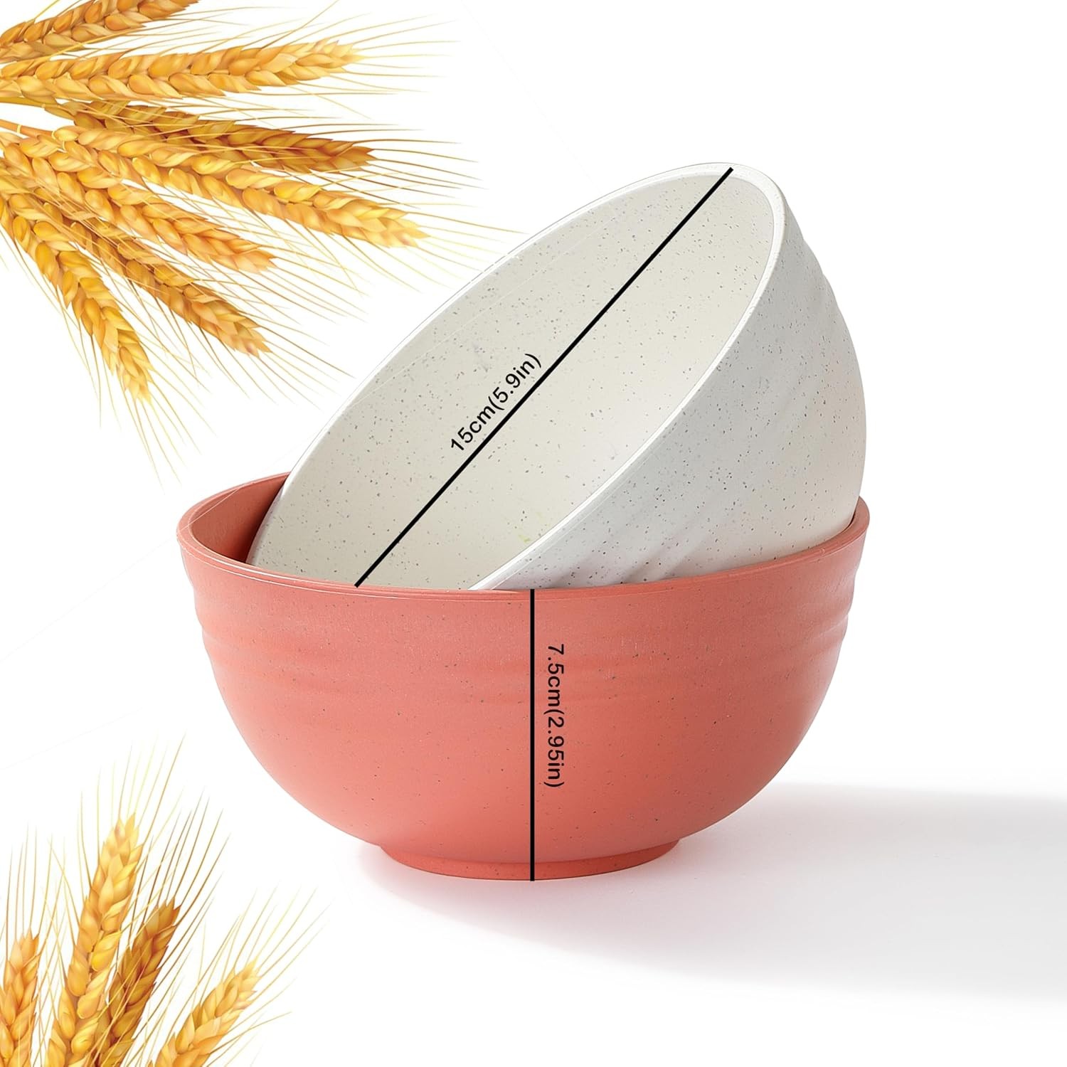 Unbreakable Wheat Straw Cereal Bowls Set of 8 BPA Free 26oz Microwave and gallery