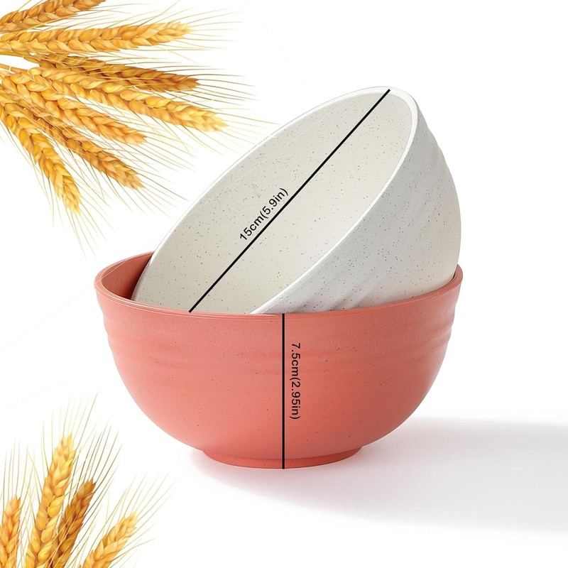 Unbreakable Wheat Straw Cereal Bowls Set of 8 BPA Free 26oz Microwave and gallery