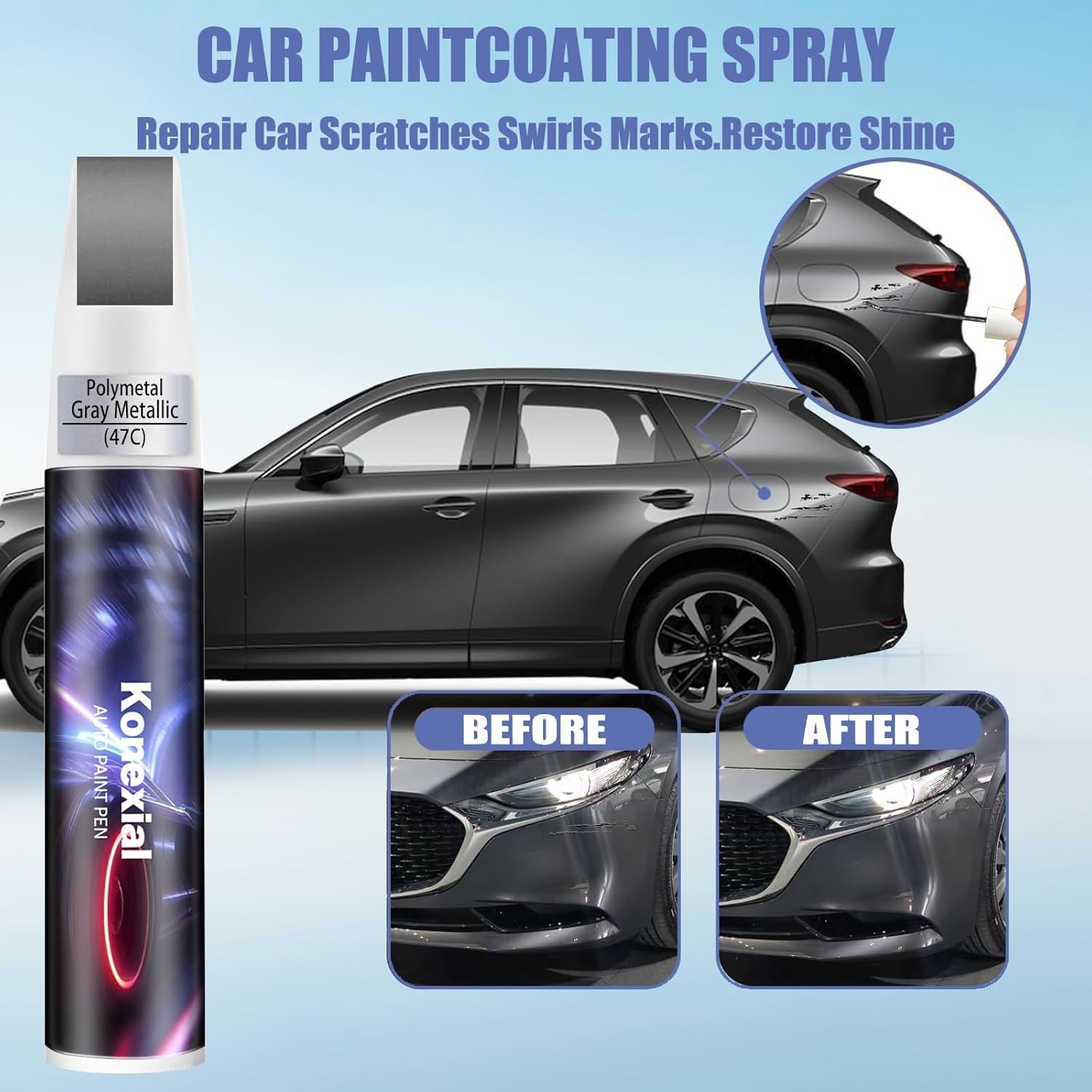 Polymetal Gray Metallic(47C) Touch up Paint Compatible with Mazda, Premium Car S gallery