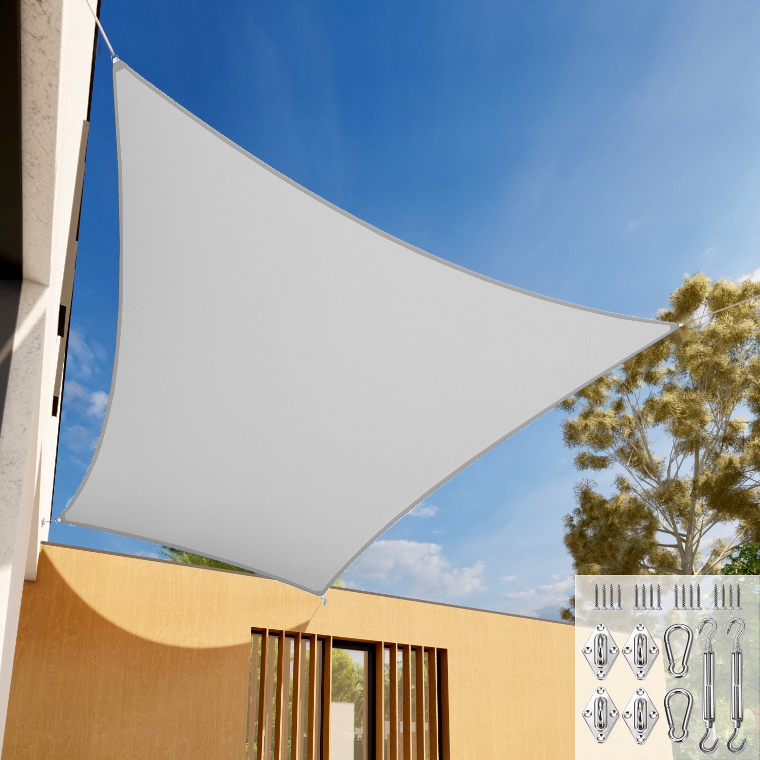 5-24ft Gray Waterproof Sun Shade Sail Rectangle Shade Mesh Cover w/6" Kits Lawn gallery