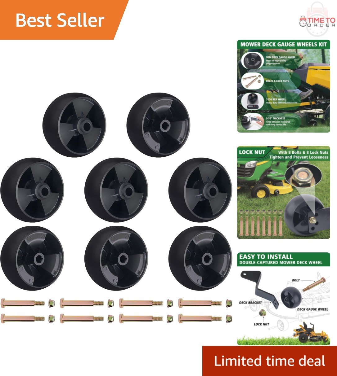 8 Pack 5 Inch Polyvinyl Chloride Mower Deck Wheels Kit with Bolts for Lawn gallery