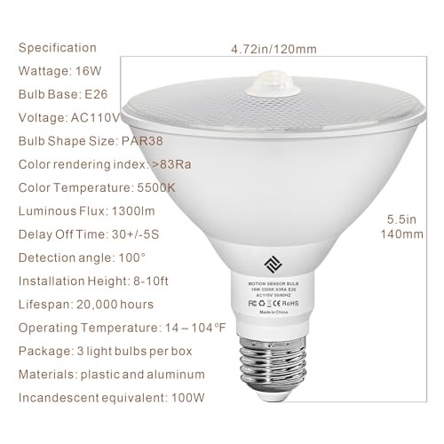 7117 Motion Sensor Light Bulbs, 16W (100Watt Equivalent), Motion 5555k gallery