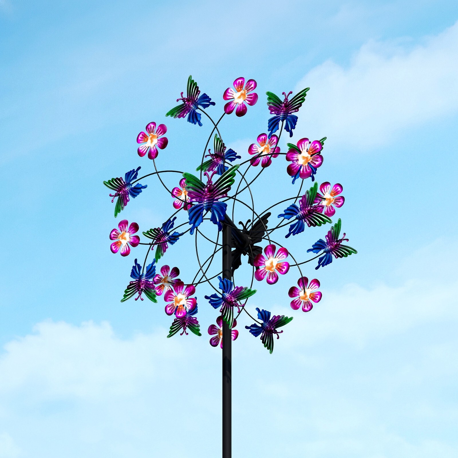 79" Metal Windmill Garden Art Decor Wind Spinner Kinetic Yard Colorful Sculpture gallery