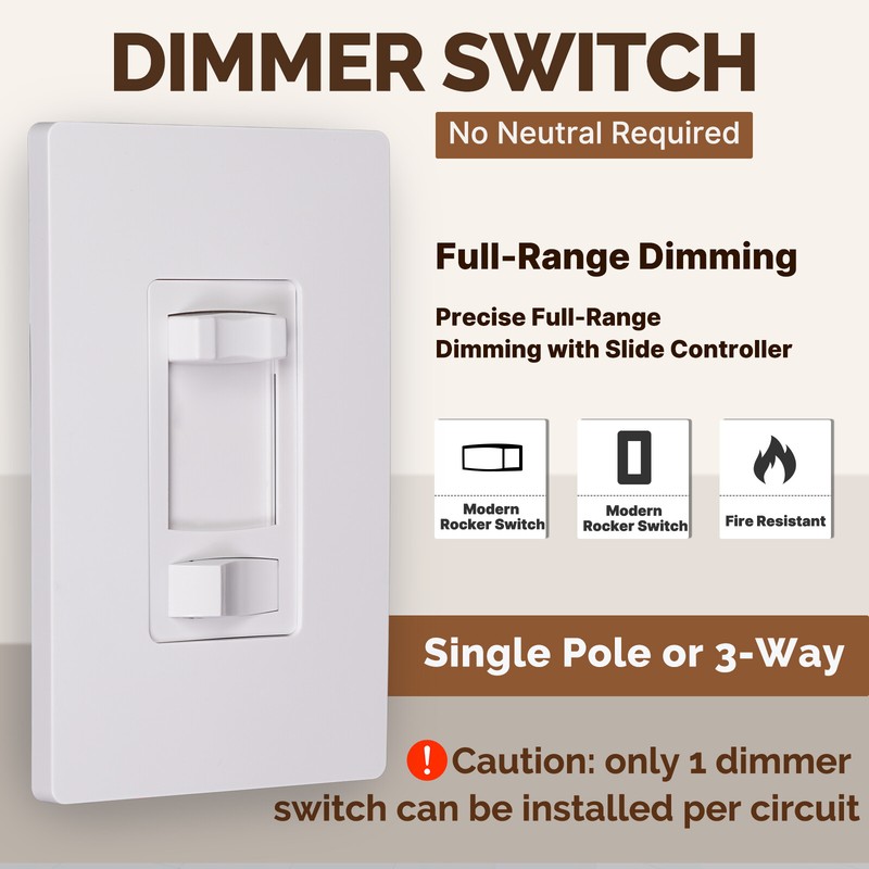 MOES 10Pack Dimmer Light Switch Single Pole/3-Way - LED/CFL/Incandescent/Halogen gallery
