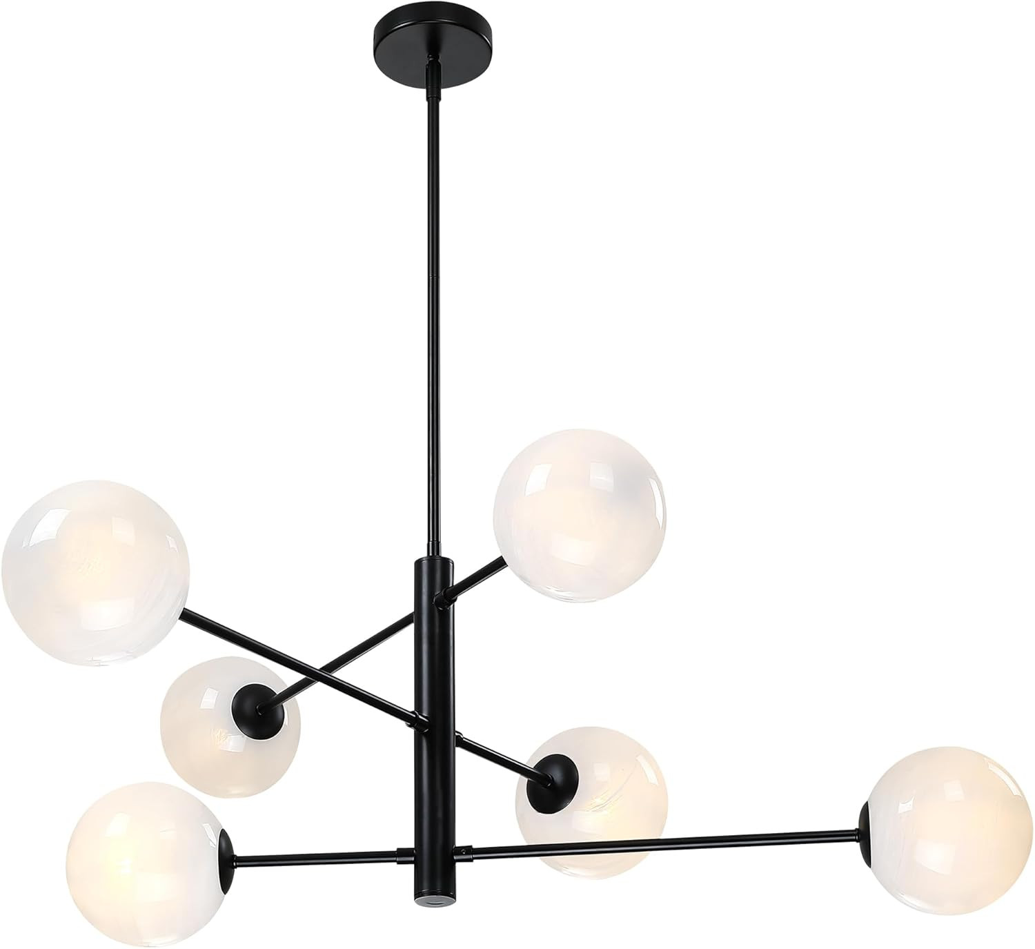 Mid Century 6-Light Globe Marble Glass Chandelier for Modern Home Decor gallery