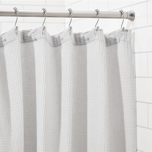 Brushed Nickle Easy install shower curtain tension rod, adjustable length, 42-73 gallery