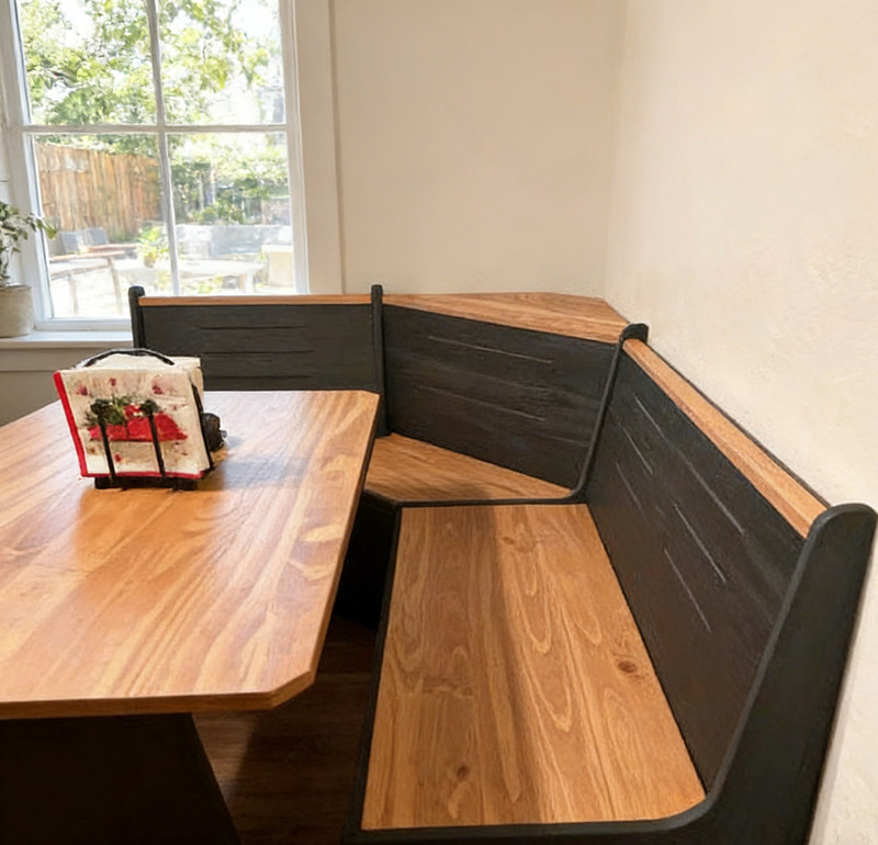 Corner Breakfast Nook Dining Set L-Shape Kitchen Table Bench Chairs Space Saving gallery