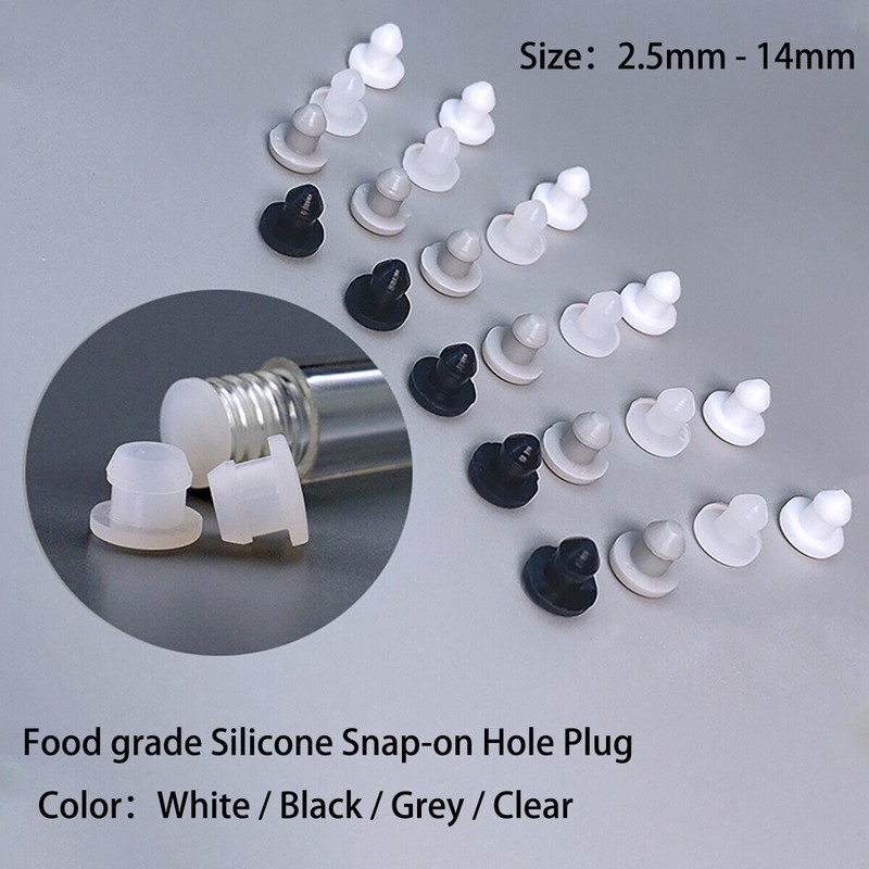 White/Black/Grey/Clear Snap-on Hole Plug 2.5mm - 14mm Silicone Blanking End Caps gallery