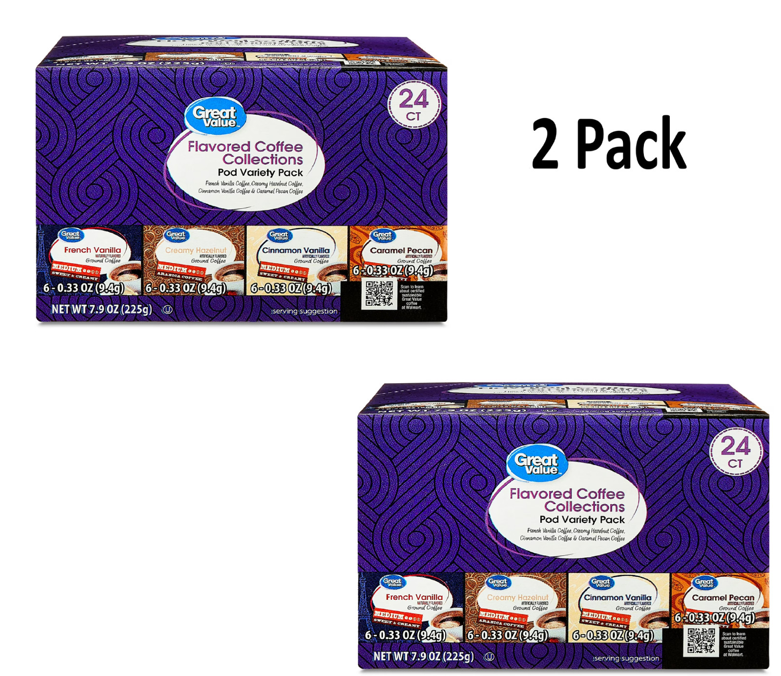 Great Value Medium Roast Ground Coffee Pods Variety Pack, 7.9 oz, 24 Count( 2 Pk gallery