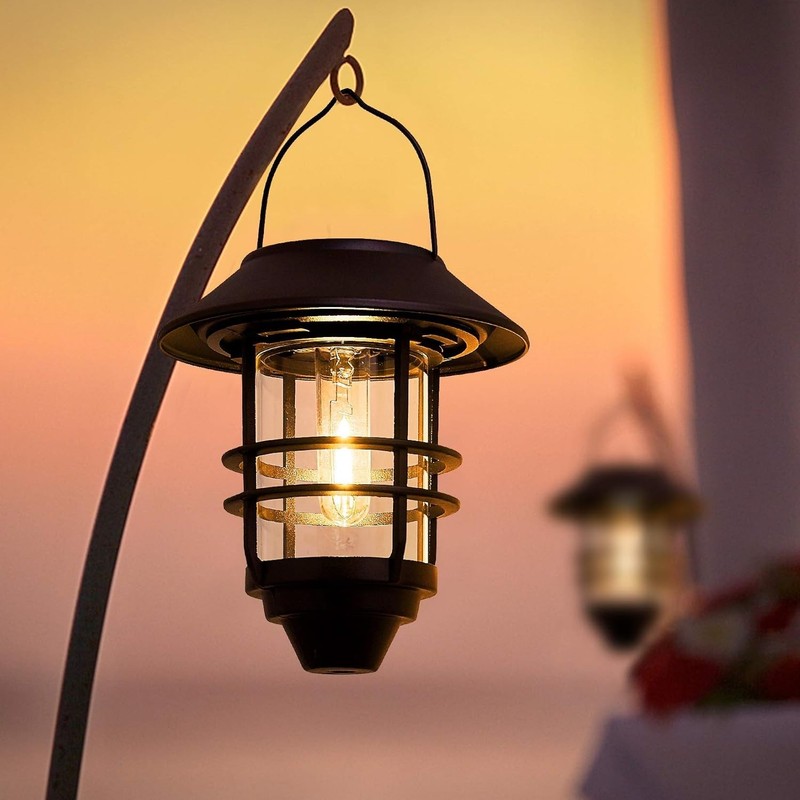 Stylish Solar Powered Lanterns - Elegant Outdoor Lights with Wall Mount, 2 Pack gallery