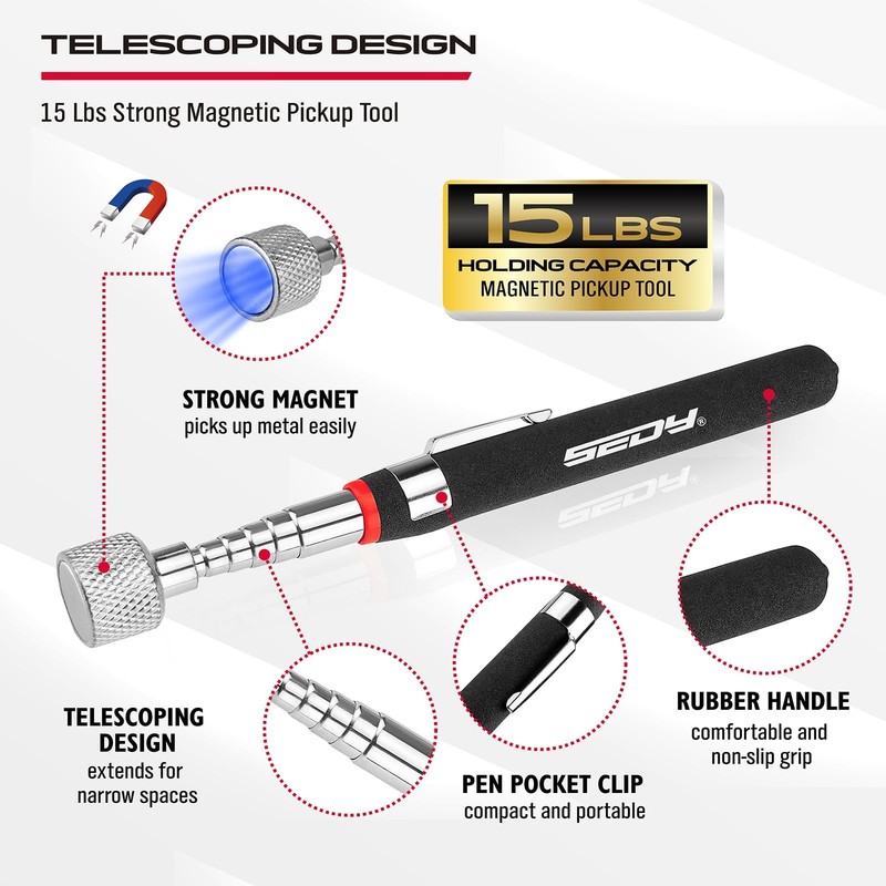 6-Piece Telescoping Magnetic Pickup Tools Set: 31in Portable Pickup... gallery
