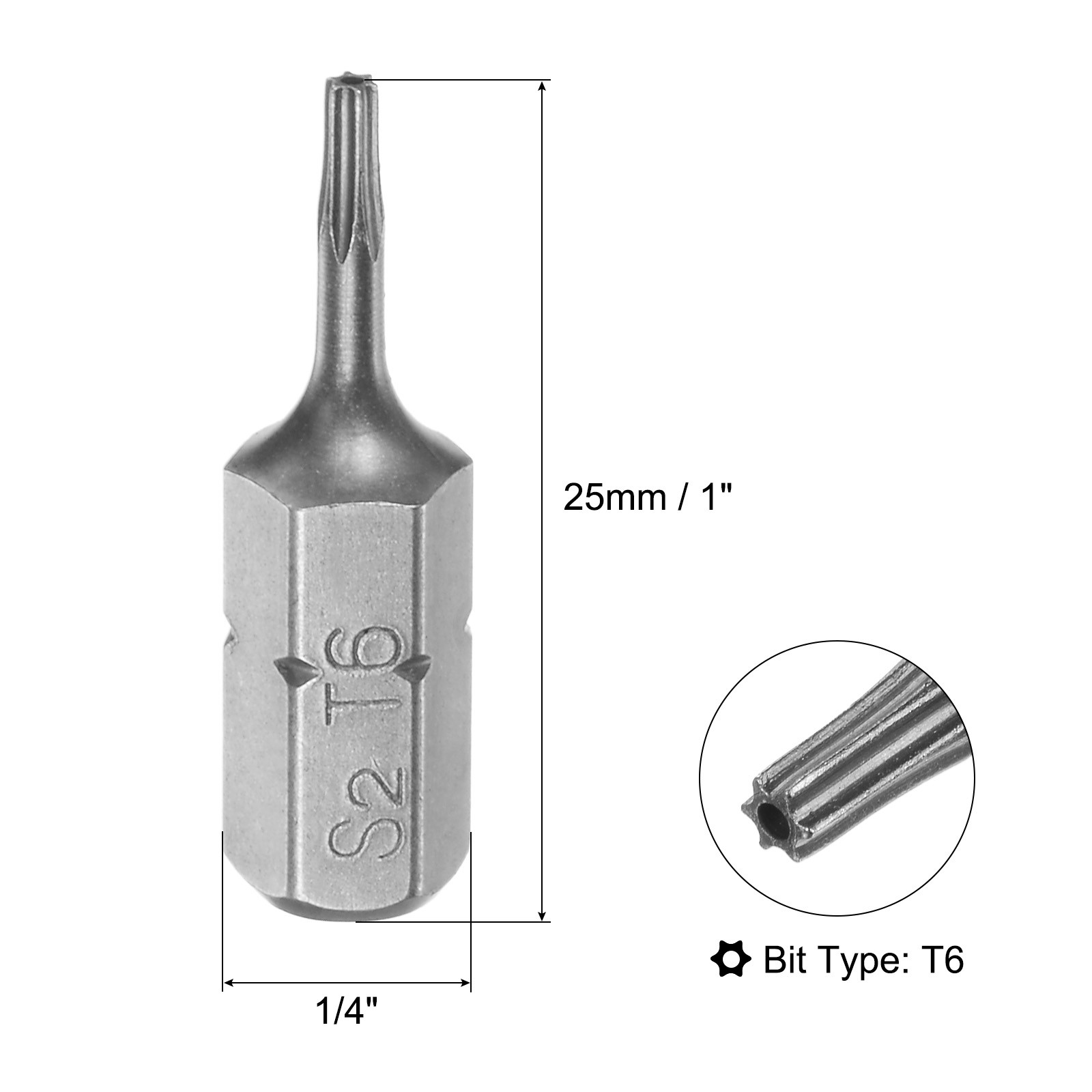 25pcs - Torx Bits 1/4" Magnetic Screwdriver T6 Screw Driver Bit S2 Alloy Steel gallery