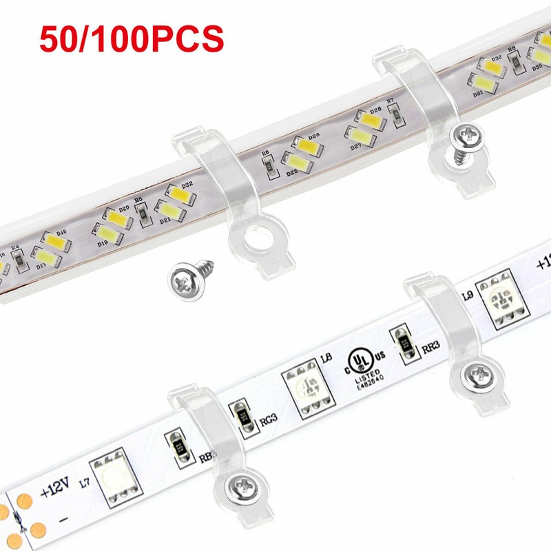 100Pcs/Set Mounting Bracket Clip Fastener For Fixing 5050 RGB LED Strip Light US gallery