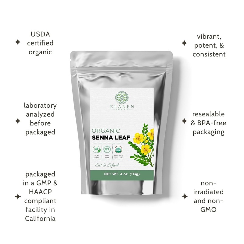 Organic Senna Leaf 4 oz. (113g), USDA Certified Organic Senna Tea Leaves, Ale... gallery