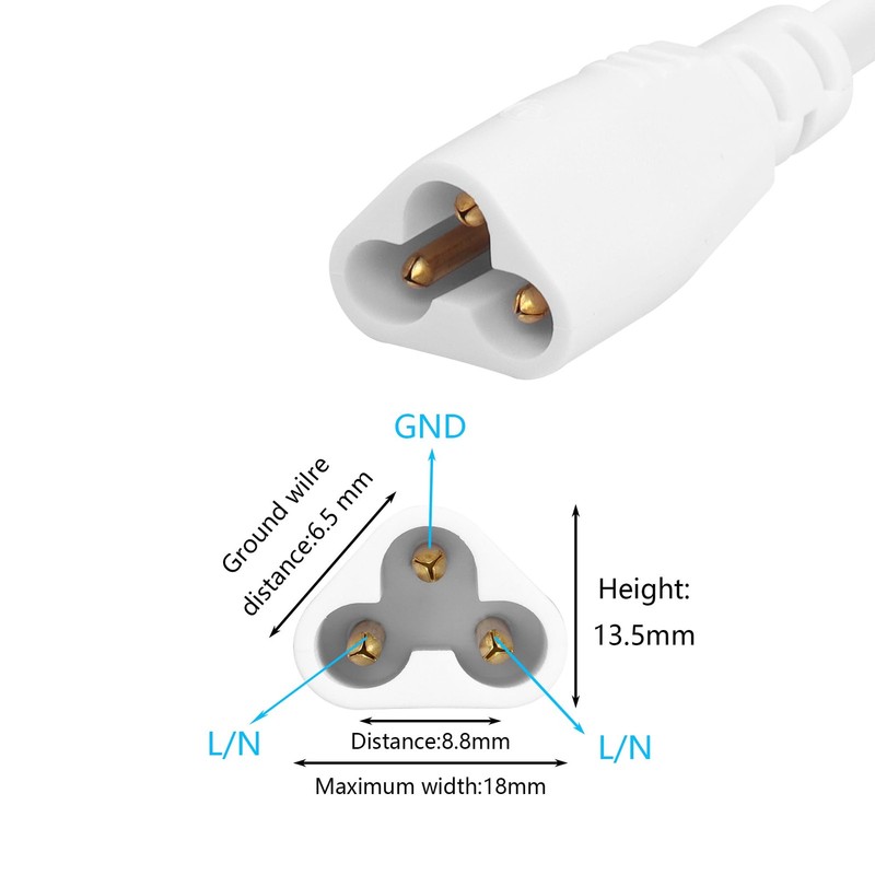 SinLoon 2 Pack UL-LP Certification T5 T8 Male LED Cable 3.3FT 3Pin... gallery
