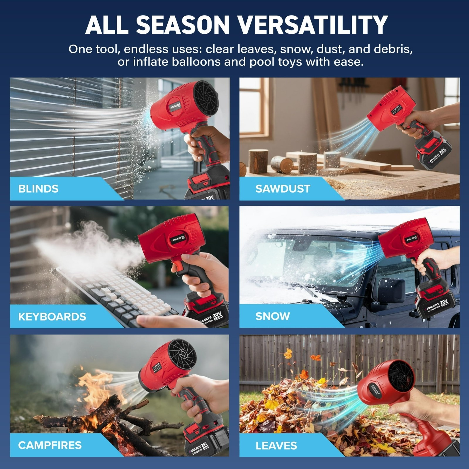 Bullseye Blower Rechargeable Cordless Leaf Dust Air Blaster 21,000 gallery
