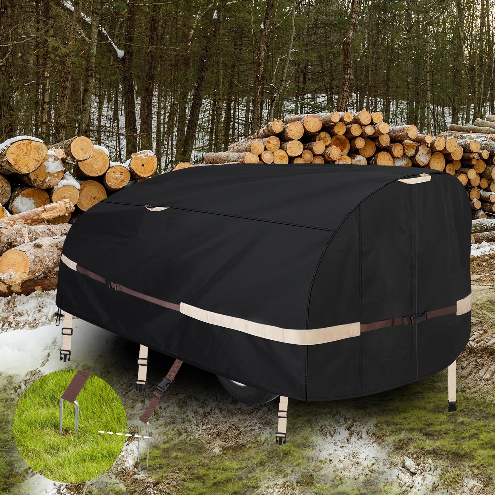 Log Splitter Cover Heavy windproof and waterproof(94"L X 49"W X 41"H) Black gallery
