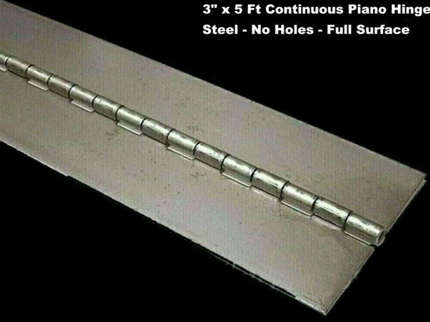 3" x 60" PIANO HINGE No Holes Weldable Steel Finish Continuous Nonremovable Pin gallery