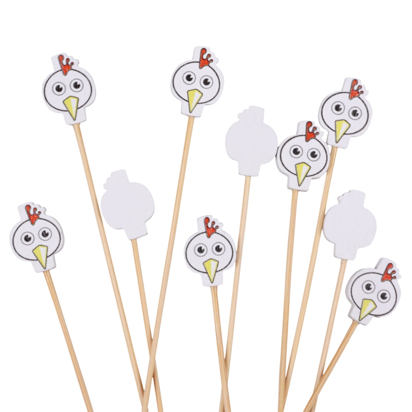 BambooMN White Chicken Cocktail Appetizers Bamboo Toothpick Stirrer Stick Picks gallery