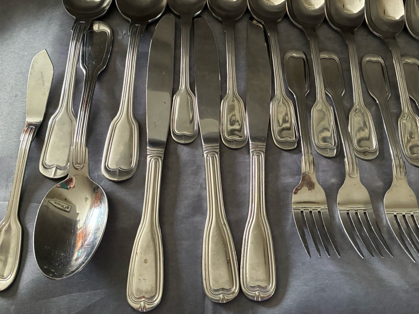 21pc Gibson FIDDLE Stainless Flatware Glossy Japan Misc Pieces gallery