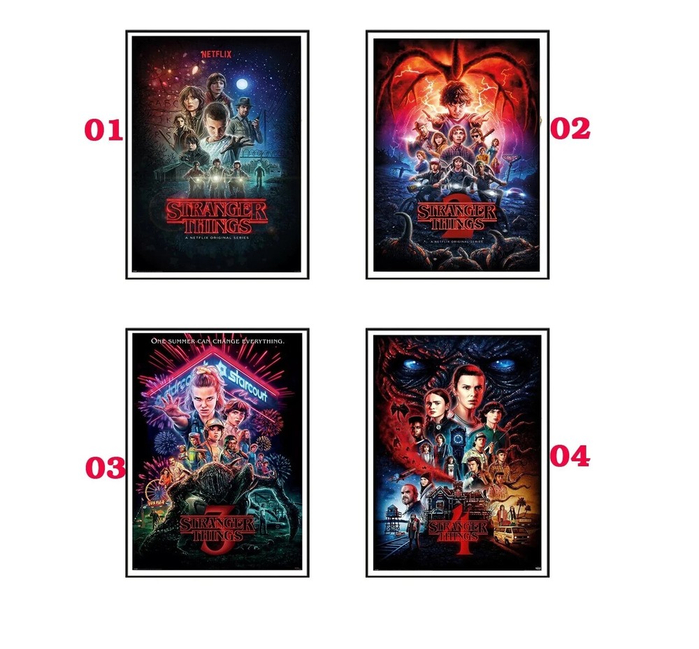 STRANGER THINGS - SEASONS 1, 2, 3 & 4 - TV SHOW POSTER - Poster Wall Decor