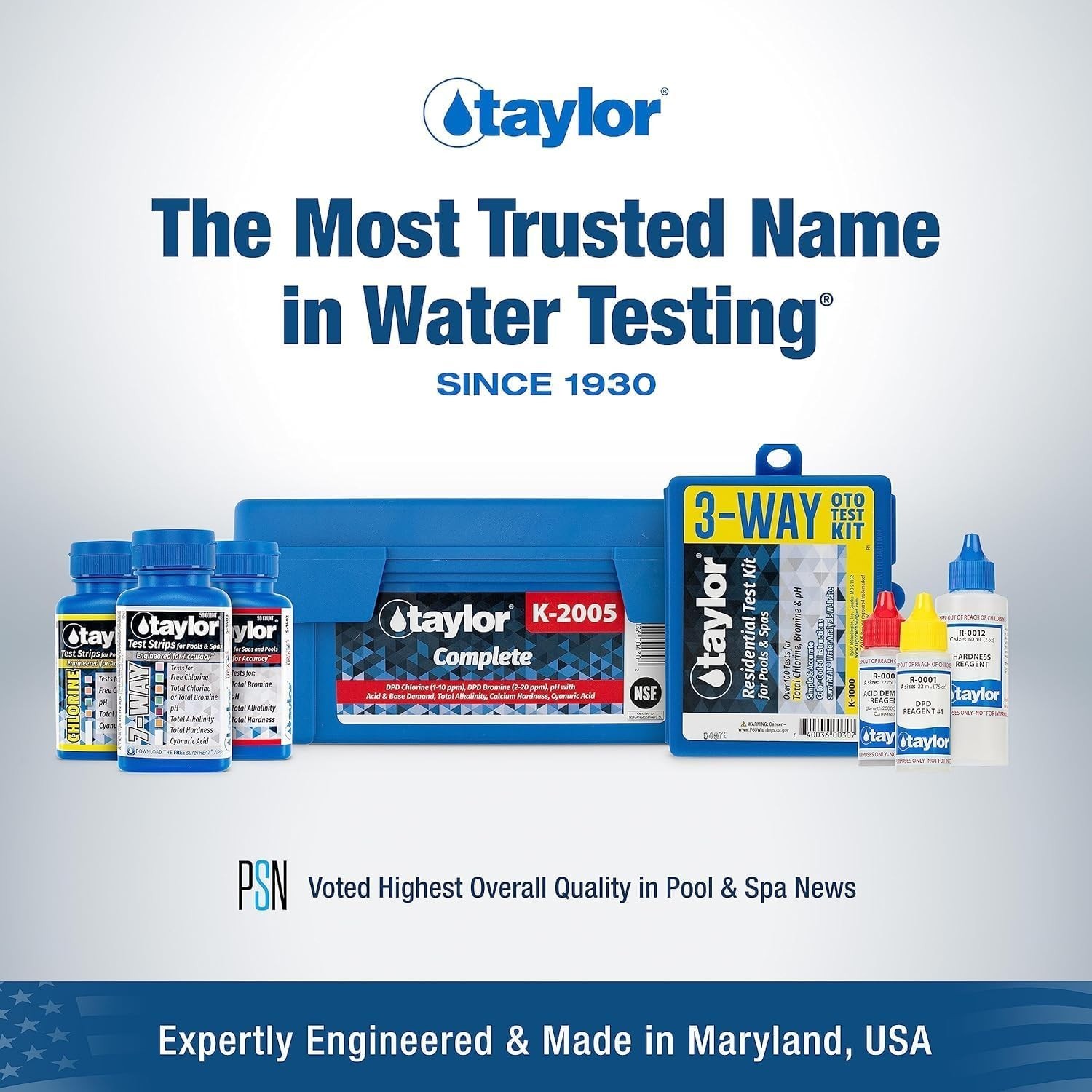Taylor K-2006C Service Complete FAS-DPD Chlorine/Brom Pool Test Kit High Range gallery