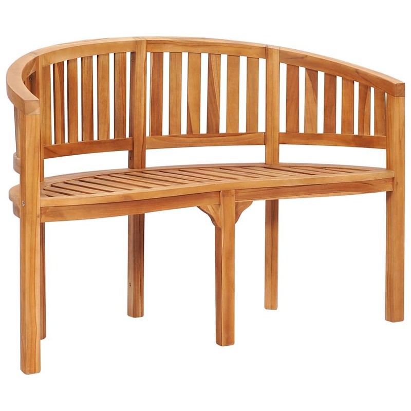 Banana Bench, Fine Sanded Finish, Solid Teak Wood vidaXL gallery