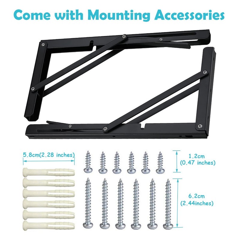 Folding Shelf Brackets 10" Black 220 lb Max Load Heavy Duty CLT DIY 2 Pack gallery