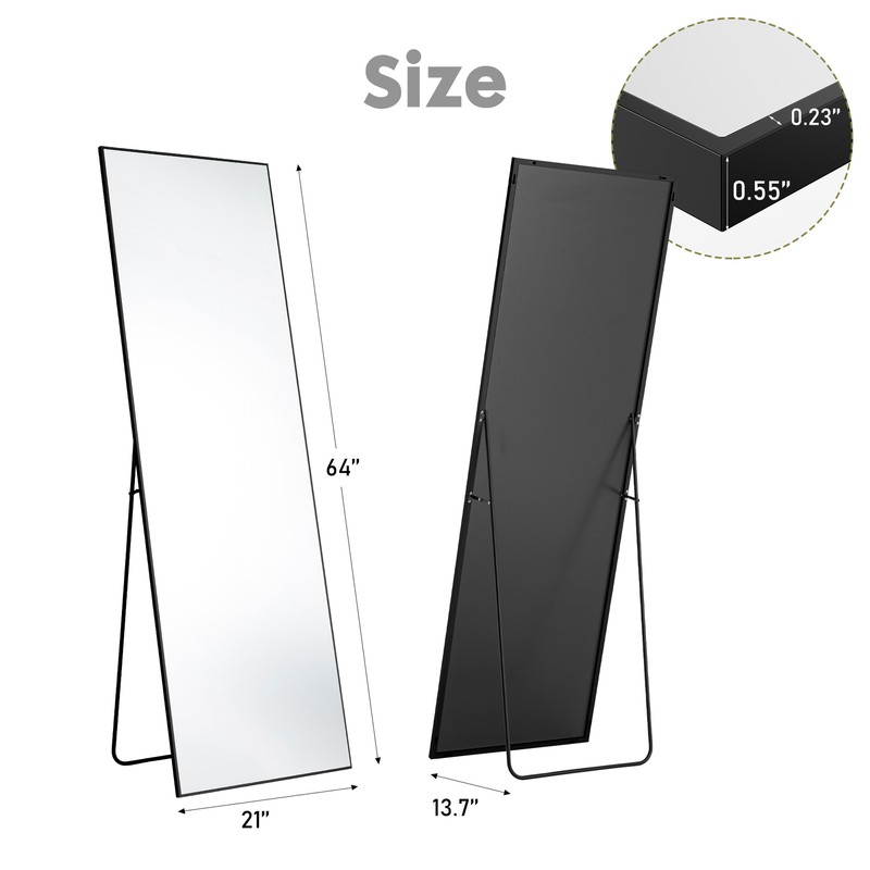 Aluminium Alloy Framed Rectangular Full Body Mirror 3 Mount Styles (Hang/Stand) gallery