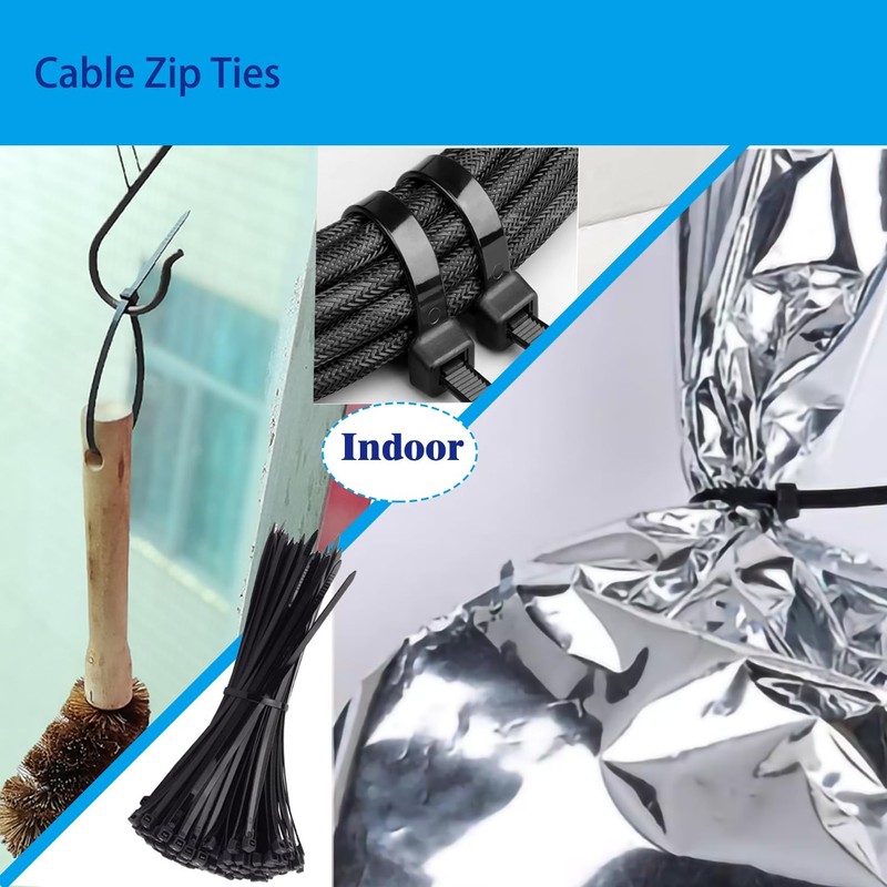 Cable Zip Ties,300 Pack Black Assorted Sizes 4+8+12 Inch,Multi-Purpose... gallery