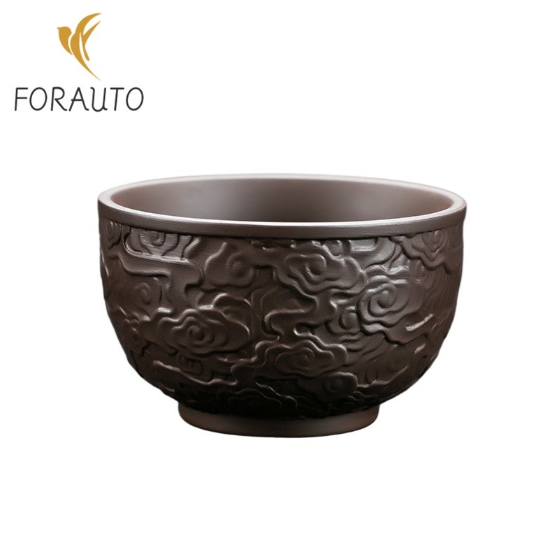 2pcs/80ml Yixing Purple Clay Tea Cup Handmade Relief Tea Cup Set gallery