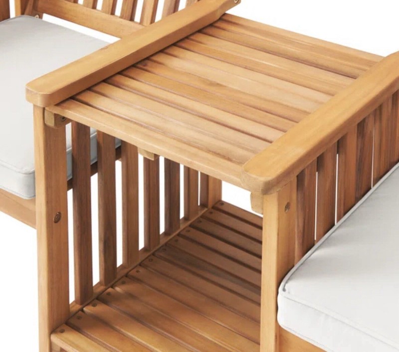 Aney 60" Wide Solid Wood Double Seat Bench with Attached Table W009493258 gallery