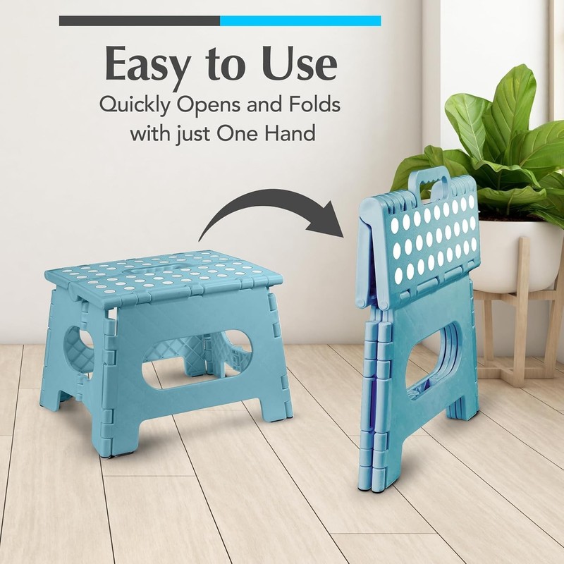 Compact 2-Pack Teal Folding Step Stool - Lightweight & Versatile for All Rooms gallery