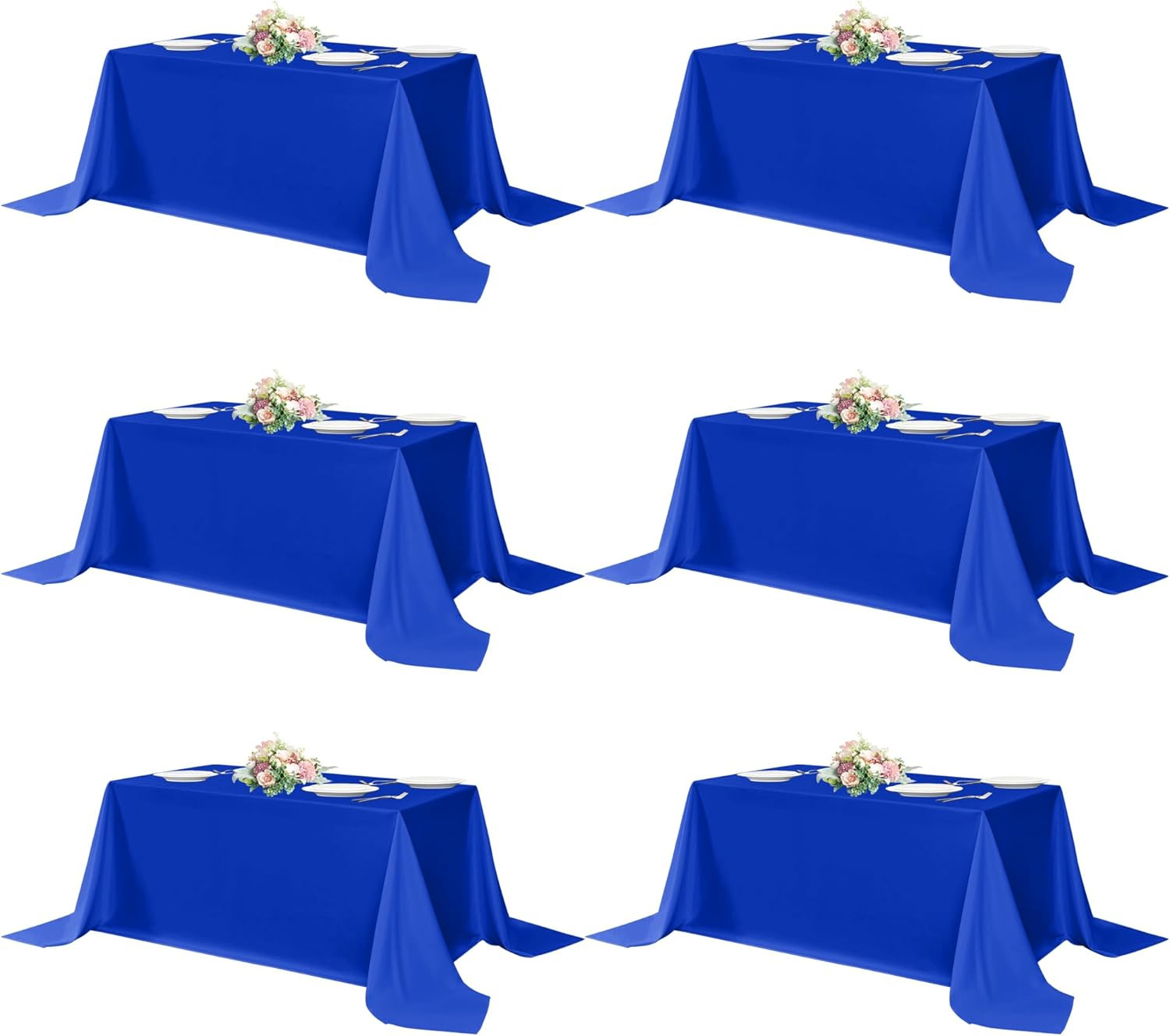 Royal Blue Tablecloth for 8 Foot Rectangle Tables, 6 Pack - 60X120 Inch - Washab gallery