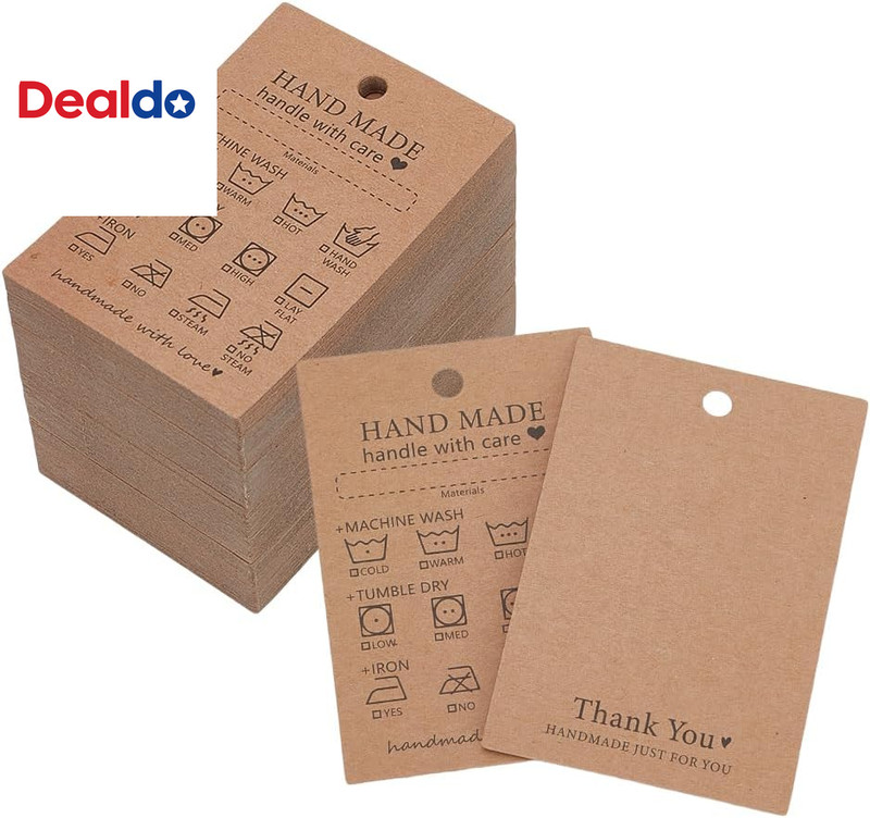 120 Pcs Handmade Fabric Washing Instructions Hang Tag 3X2Inch Sandy Brown Kraft gallery