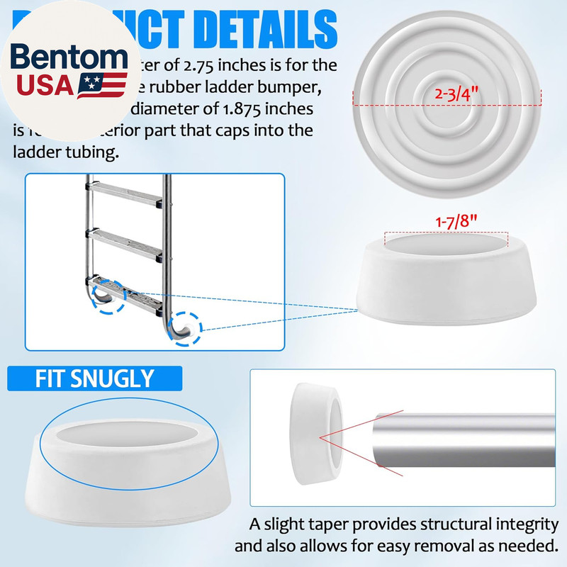 (2-Pack, White) outside Pools Ladder Bumpers for Inground Pools Ladder Rubber En gallery