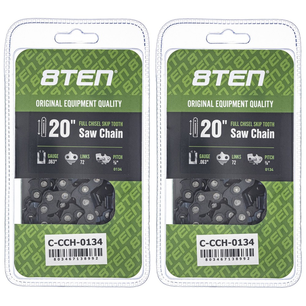 Full Chisel Skip Tooth Chainsaw Chain 20 Inch .063 3/8 72DL for Stihl 2 Pack
