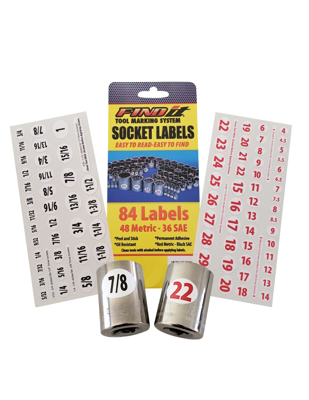 Master Set - Eye Saver Chrome Labels for Socket Sets & Wrenches foil decals tags gallery