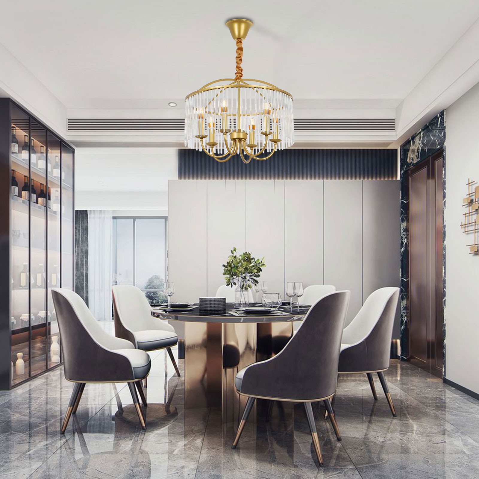 Modern 6-Light Pendant Light Gold Ceiling Mounted Light 110-130V Light Fixture gallery